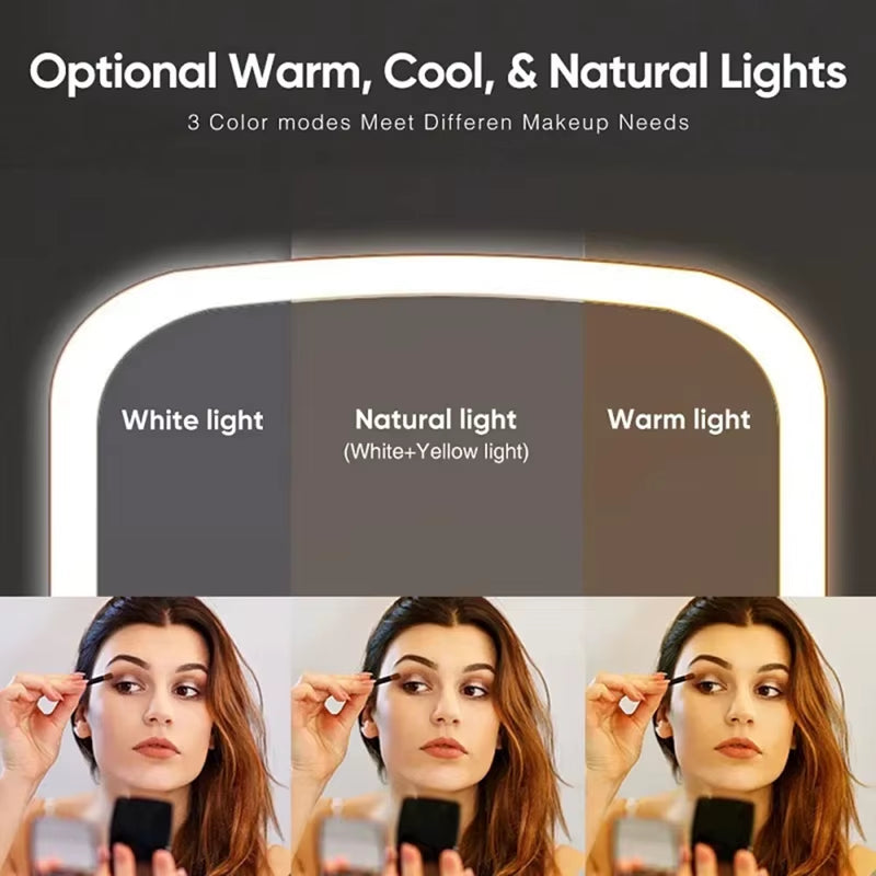 Top Deals LED Vanity Mirror with Lights Portable Cosmetic Travel Tabletop Make up Lighted Desk Mirror USB Rechargeable