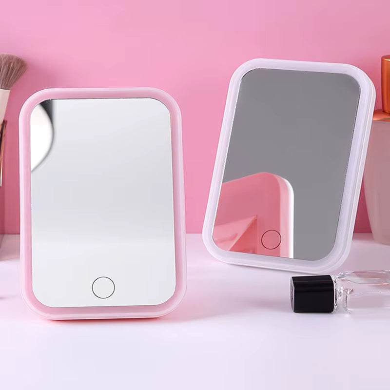 Top Deals LED Vanity Mirror with Lights Portable Cosmetic Travel Tabletop Make up Lighted Desk Mirror USB Rechargeable