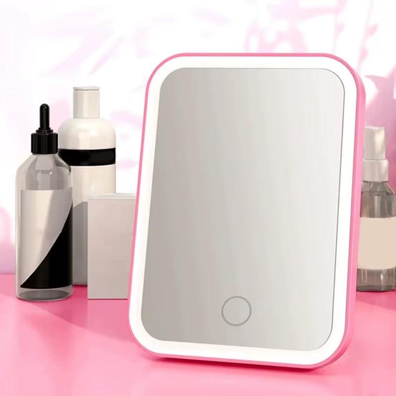 Top Deals LED Vanity Mirror with Lights Portable Cosmetic Travel Tabletop Make up Lighted Desk Mirror USB Rechargeable