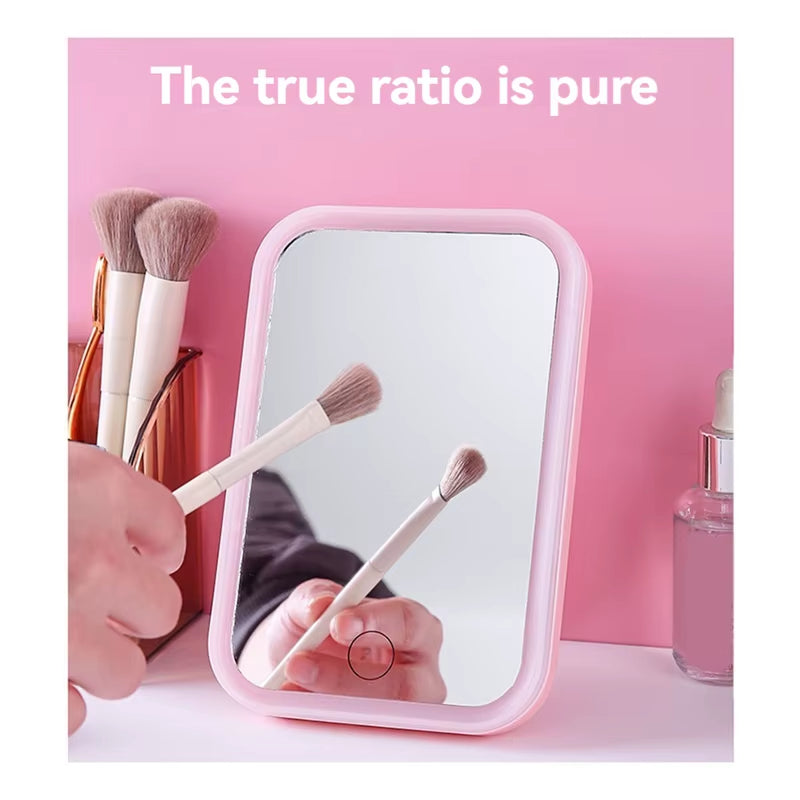 Top Deals LED Vanity Mirror with Lights Portable Cosmetic Travel Tabletop Make up Lighted Desk Mirror USB Rechargeable